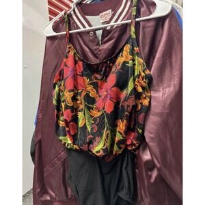 Vintage 1980s Robby Len Swimwear Floral Bubble Style One Piece Swimsuit Size 10